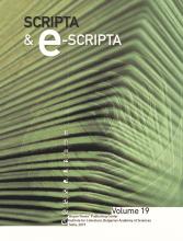 Scripta & e-Scripta vol. 19, 2019 Scripta & e-Scripta vol. 19, 2019